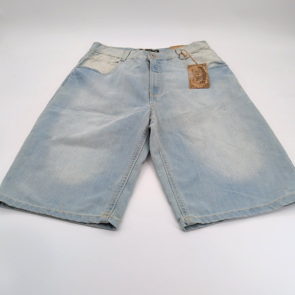 VTG Southpole Baggy‎ Denim Shorts Mens 38 NWT Light Wash Embroidered Jorts Y2K